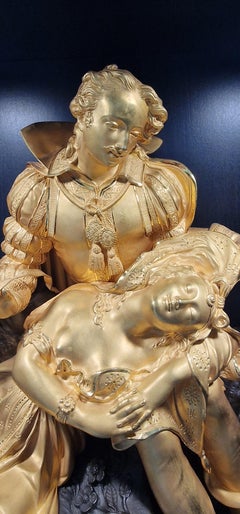 Reloj de sobremesa dorado al mercurio y patinado, siglo XIX