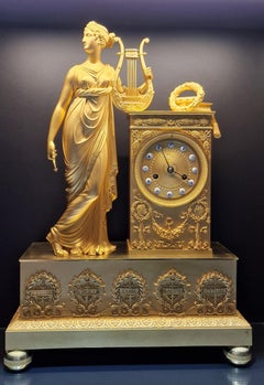 Reloj de sobremesa, estilo imperio - restauración, siglo XIX, en bronce ormolu