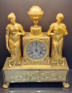 Reloj de sobremesa francés dorado al mercurio, principios del siglo XIX.