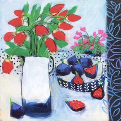 Tulips and Figs by Relton Marine, Contemporary abstract expressionist still life