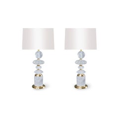 RELUCENT28 Rock Crystal Table Lamps by Phoenix Gallery, Satin Brass Finish, New