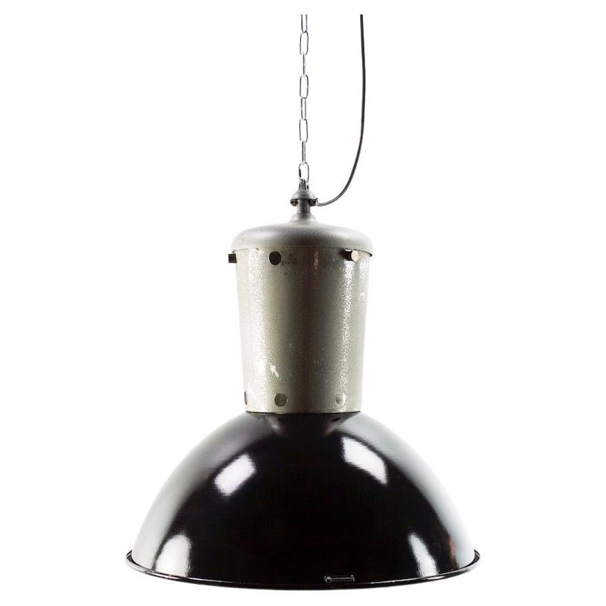 Reluma Industrial Black Enamel Hanging Lamp from 1950-1960 For Sale