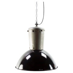 Vintage Reluma Industrial Black Enamel Hanging Lamp from 1950-1960