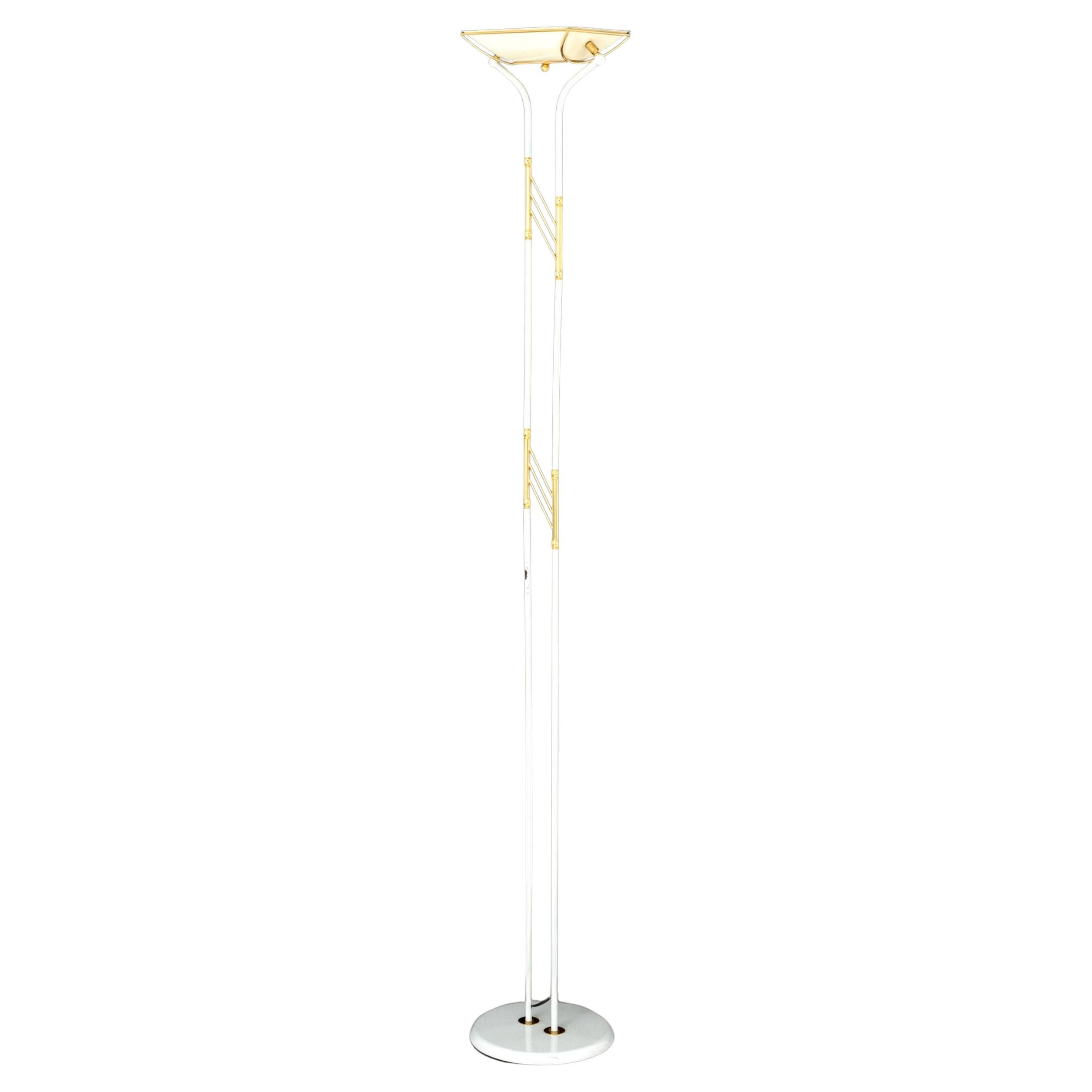 Relux White Patinated 
Gilt Metal Floor Lamp For Sale