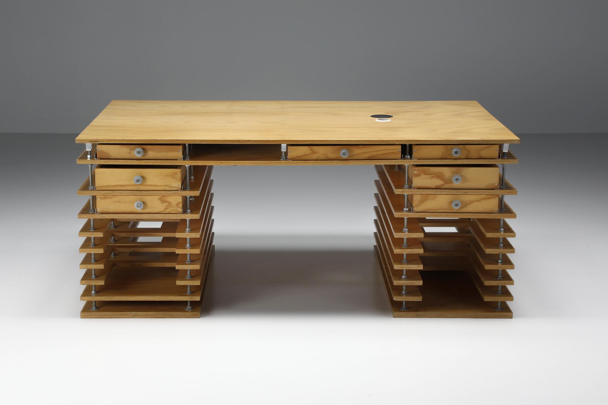 Rem Koolhaas Inspired Architectural Working Desk, the Netherlands, 1990's In Excellent Condition In Antwerp, BE