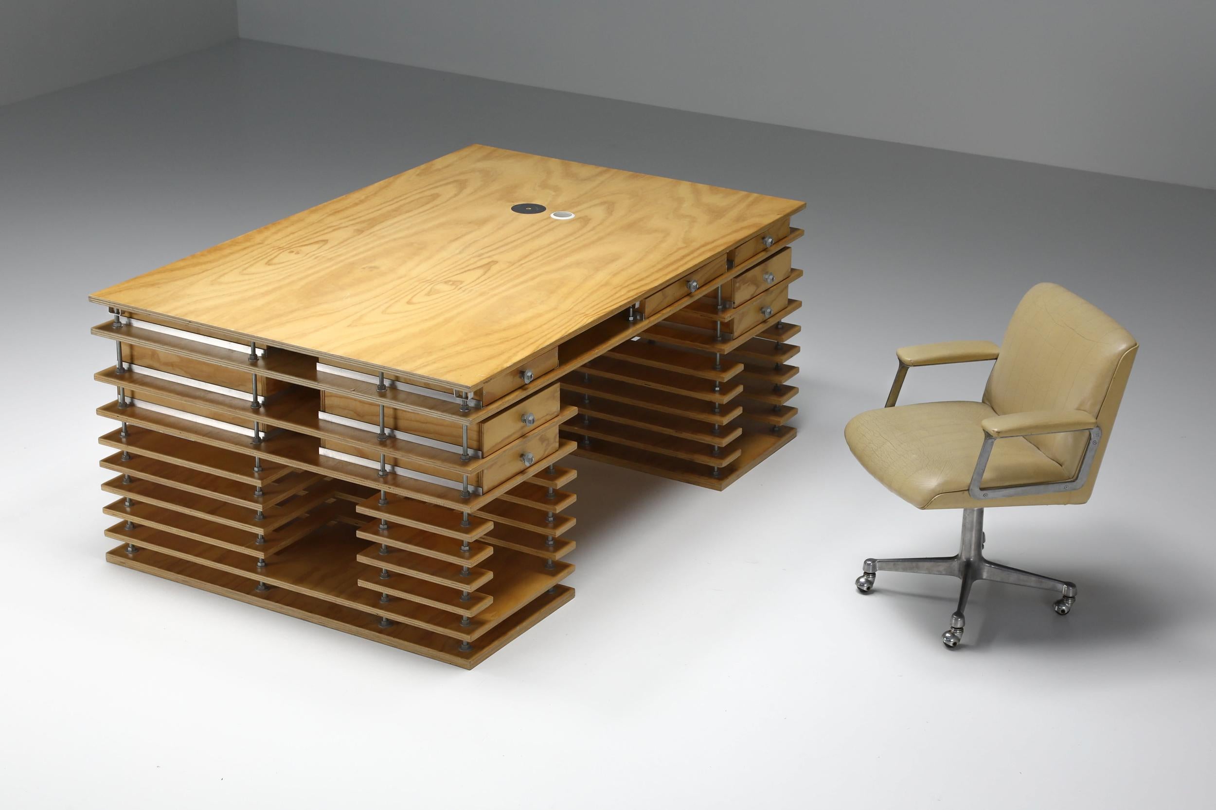 Metal Rem Koolhaas Inspired Architectural Working Desk, the Netherlands, 1990's