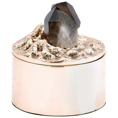 Rem Polished Bronze and Black Quartz Topped Decor Box Vide Poche