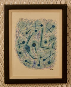 Abstrakte Mixed Media-Zeichnung von Rem Raymond Coninckx:: Belgien:: Mitte des Jahrhunderts