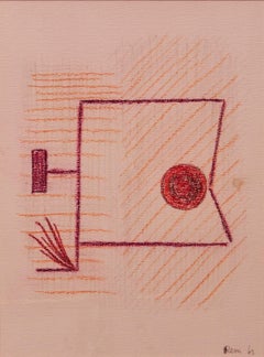 Disegno astratto a tecnica mista di metà secolo di Rem Raymond Coninckx - Belgio