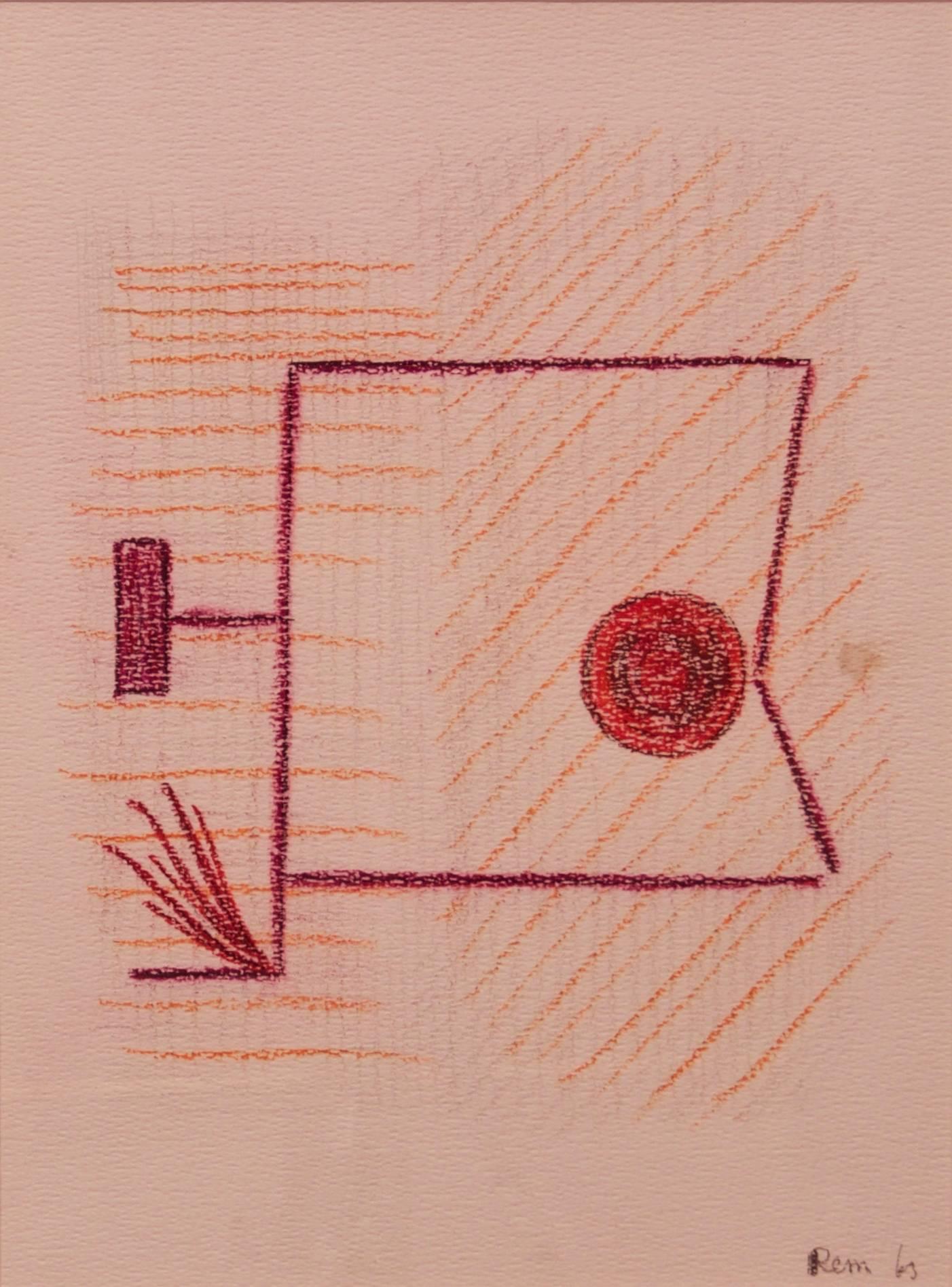 Disegno astratto a tecnica mista di metà secolo di Rem Raymond Coninckx - Belgio