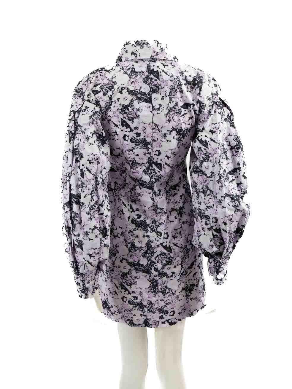 Remain Birger Christensen Purple Floral Marilo Shirt Dress Size S In New Condition For Sale In London, GB