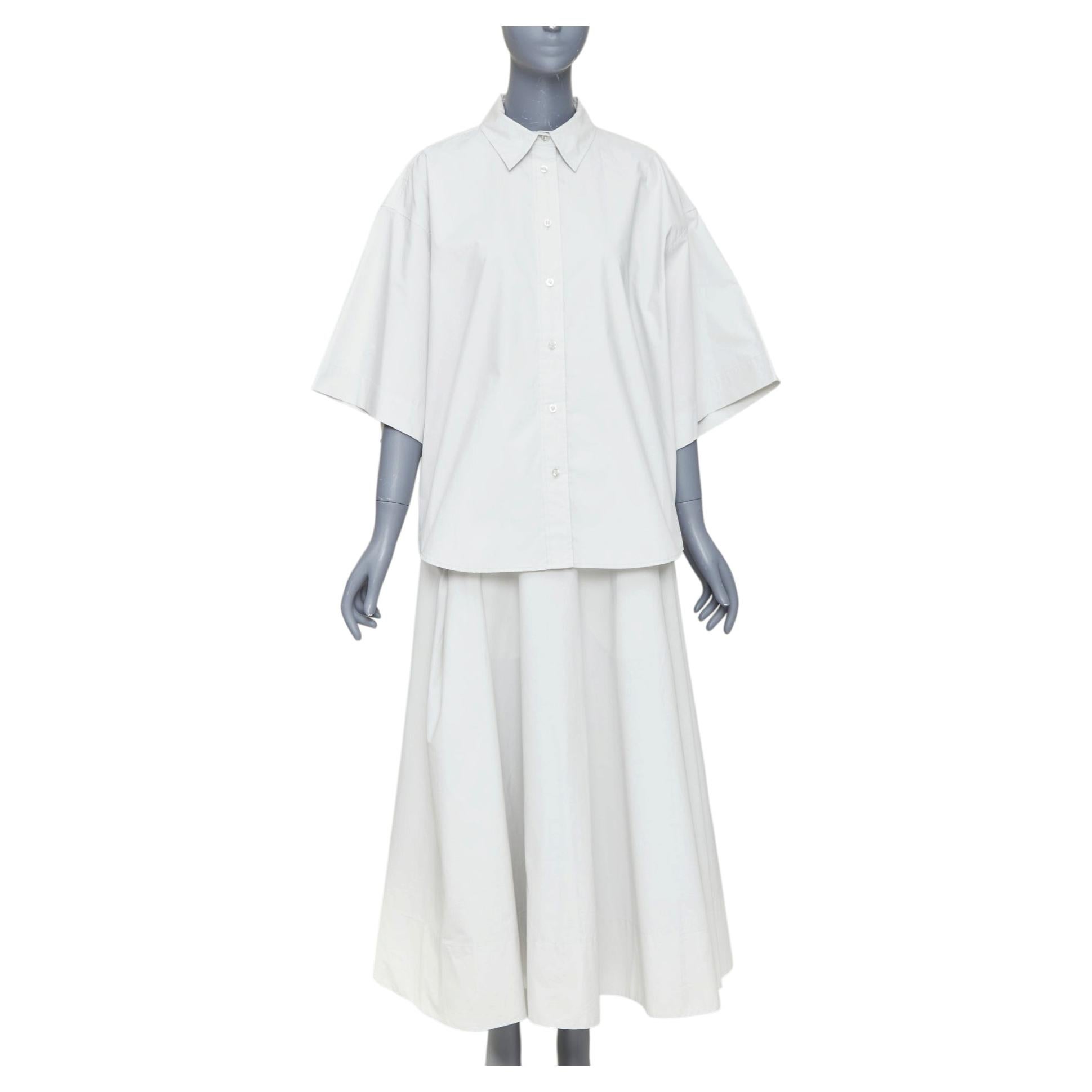REMAIN Wind Chime light grey organic cotton oversized shirt skirt set FR36 S For Sale