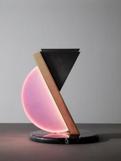 Remains Light in Blackened Steel with Marble in Collaboration with Bianco Light