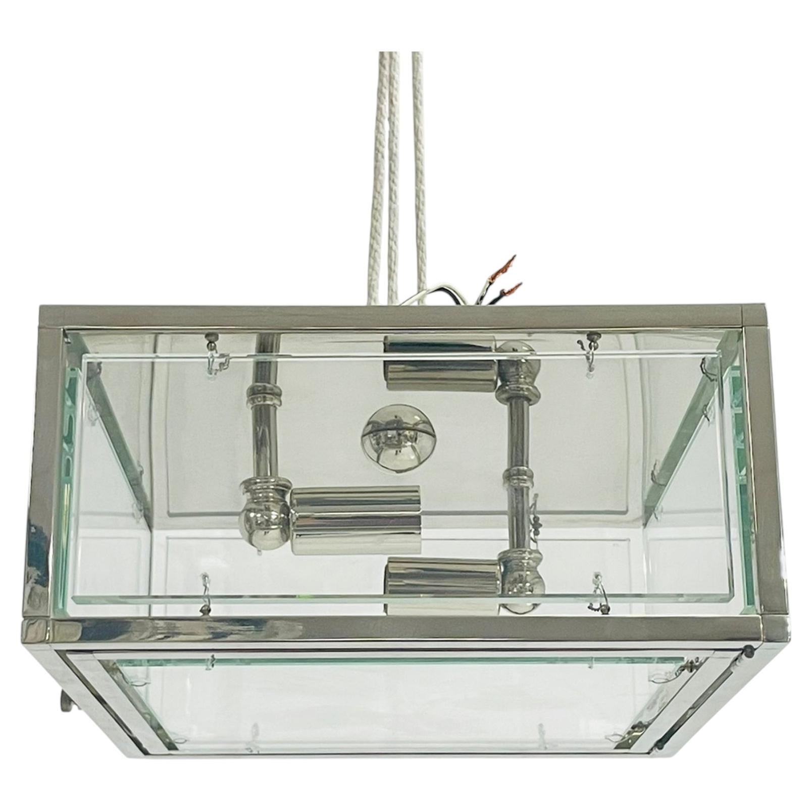 Remains Lighting "Cardea" Polished Nickel Glass Flush Mount Ceiling/Wall light For Sale