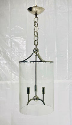 Remains Lighting "Minerva" Lanterne d'éclairage en nickel poli et verre, USA 2018