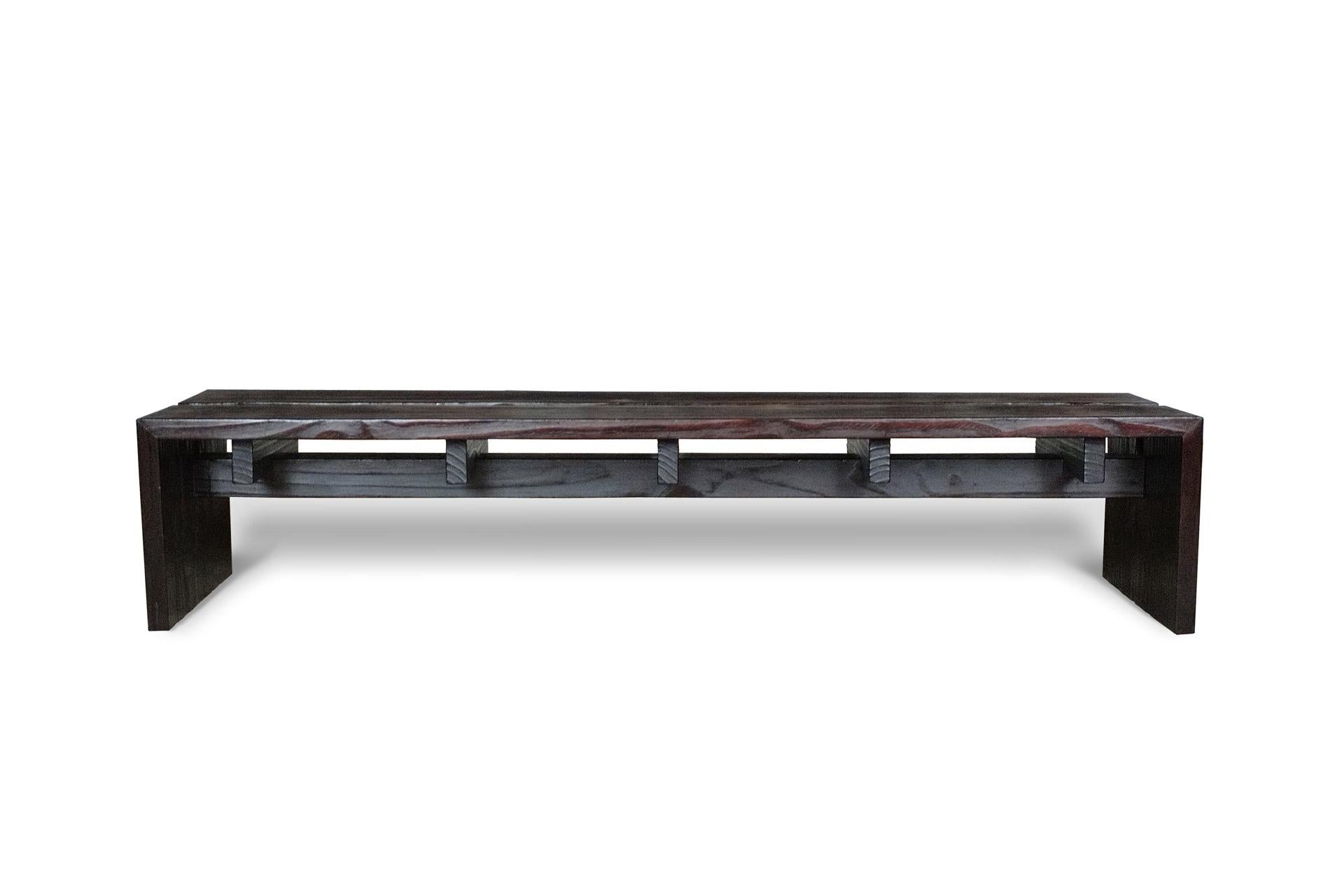 Other Remanso Bench in Brazilian Carbonized Solid Wood For Sale