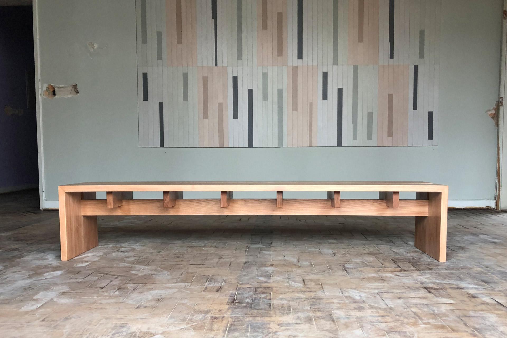 Contemporary Remanso Bench in Brazilian Solid Wood For Sale