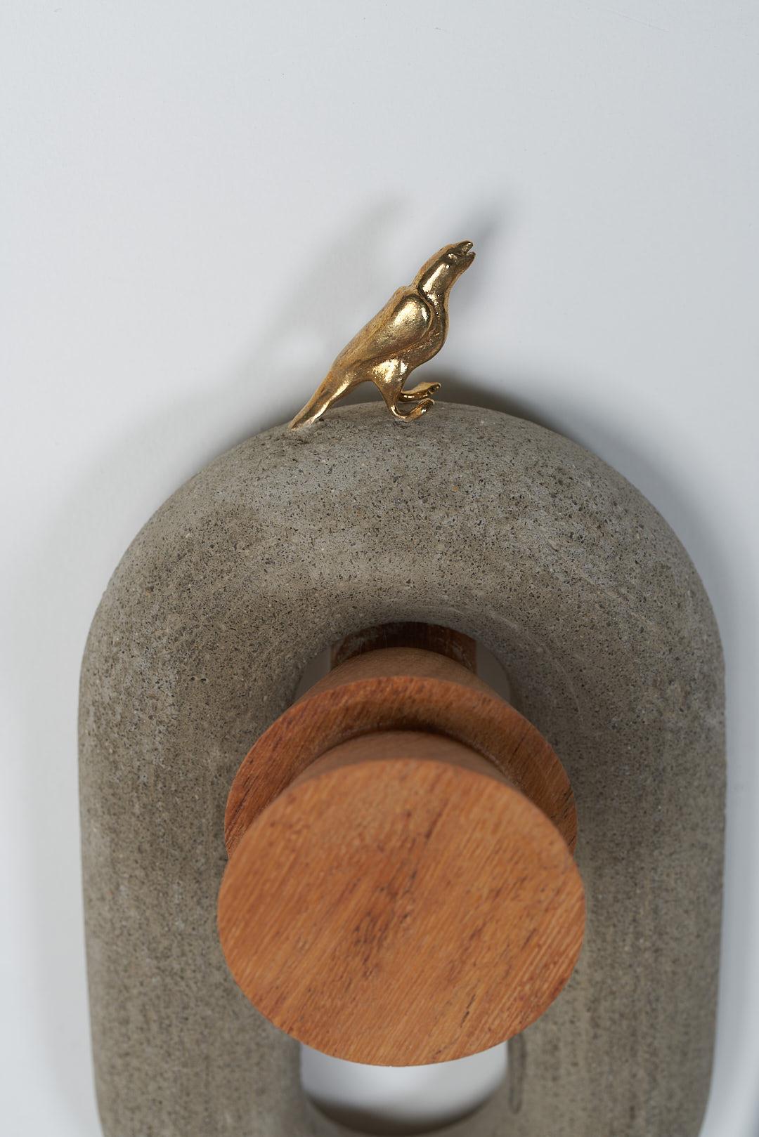 Brass Remanso Series, Bird Concrete Wall Mounted Sculptures For Sale
