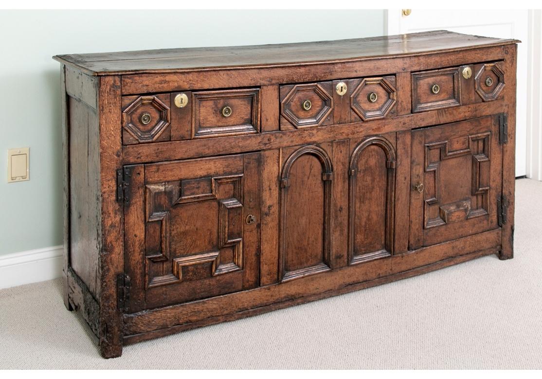 European Remarkable 18th C. Jacobean Style Oak Server Cabinet 