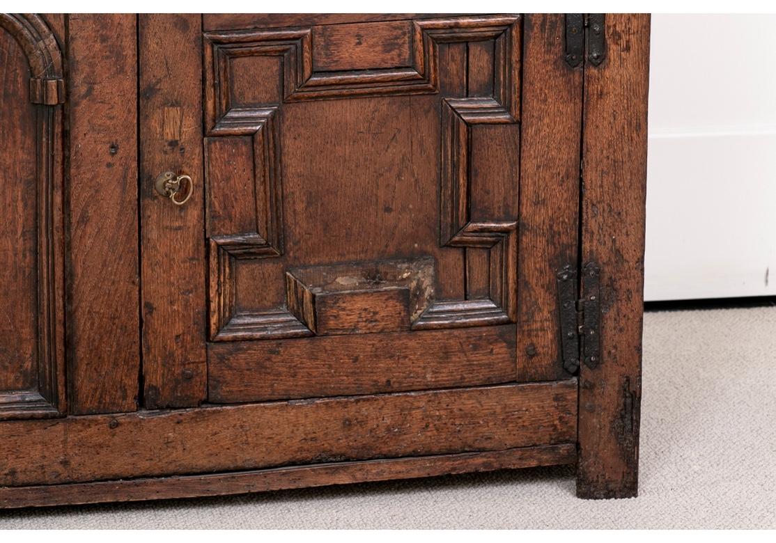 Remarkable 18th C. Jacobean Style Oak Server Cabinet  In Distressed Condition In Bridgeport, CT