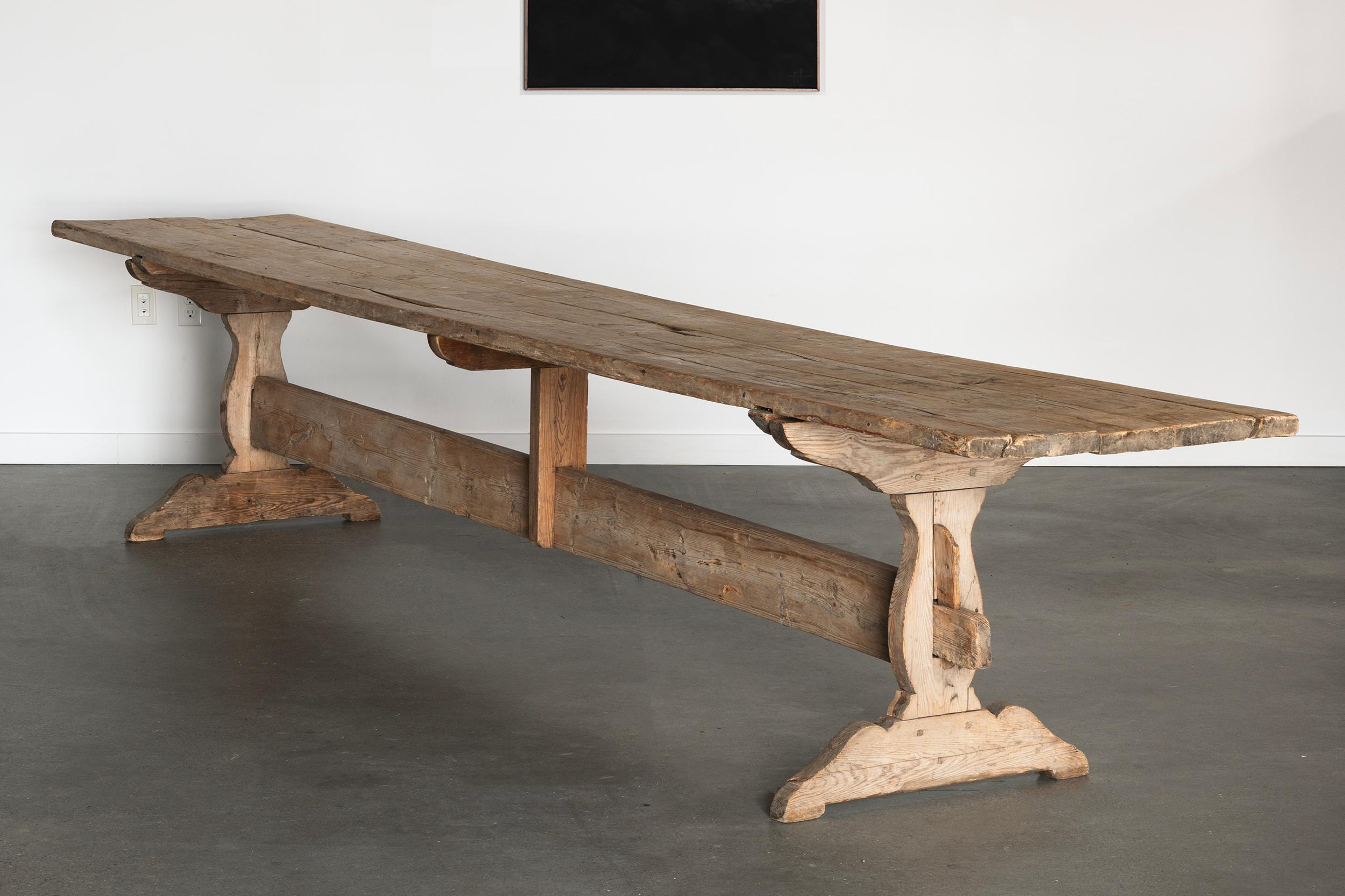 Gustavian Remarkable 18th Century Swedish trestle Table For Sale