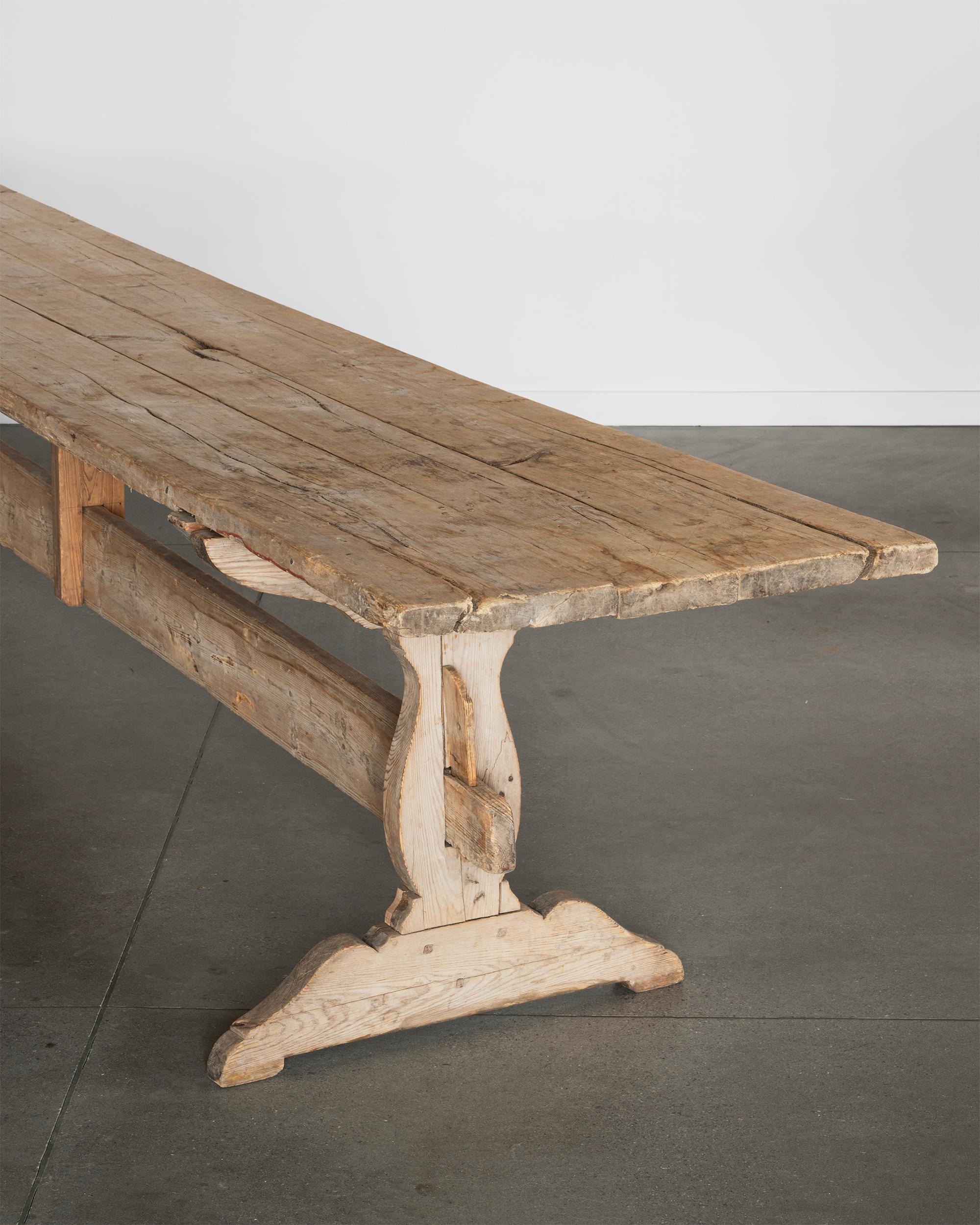 Hand-Crafted Remarkable 18th Century Swedish trestle Table For Sale