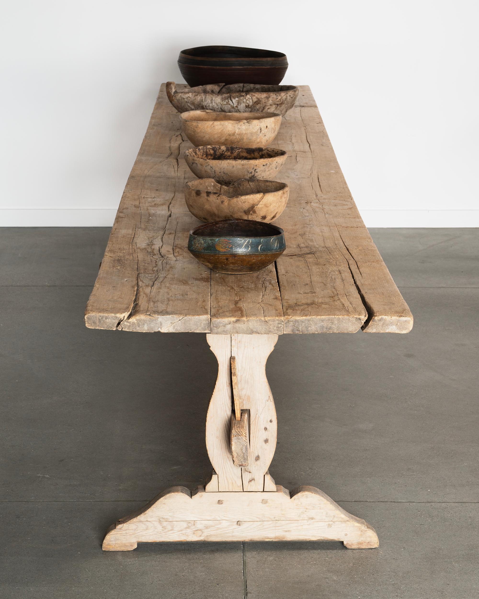 18th Century and Earlier Remarkable 18th Century Swedish trestle Table For Sale