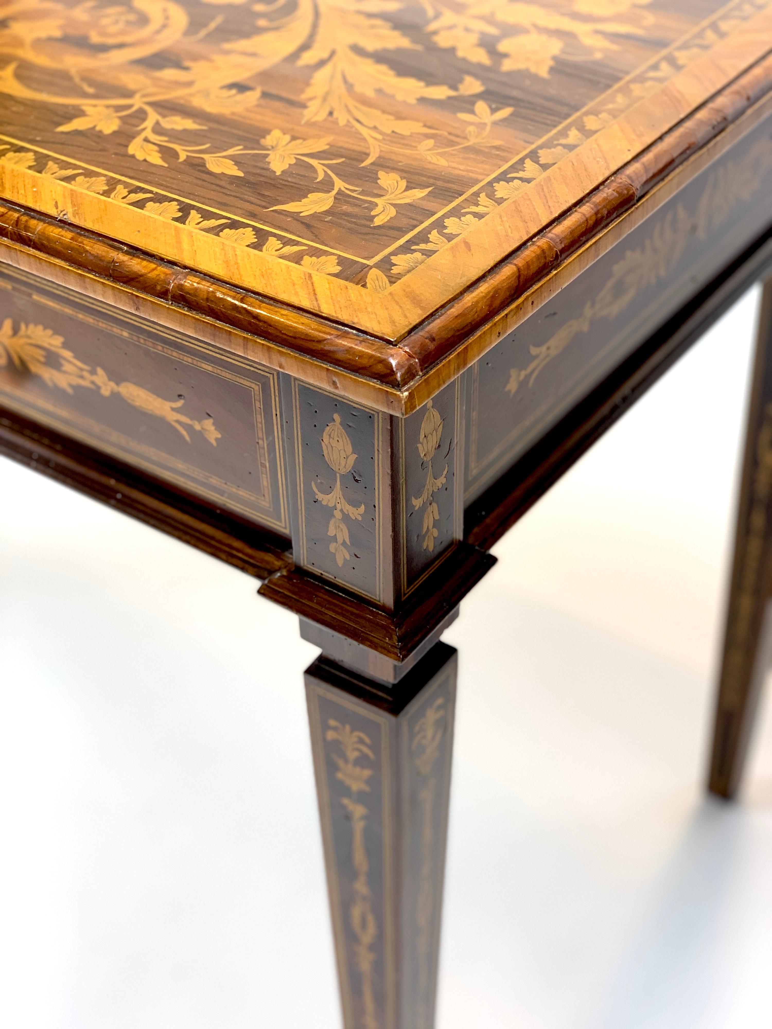 Italian Ornate 19th Century Inlaid Writing Desk