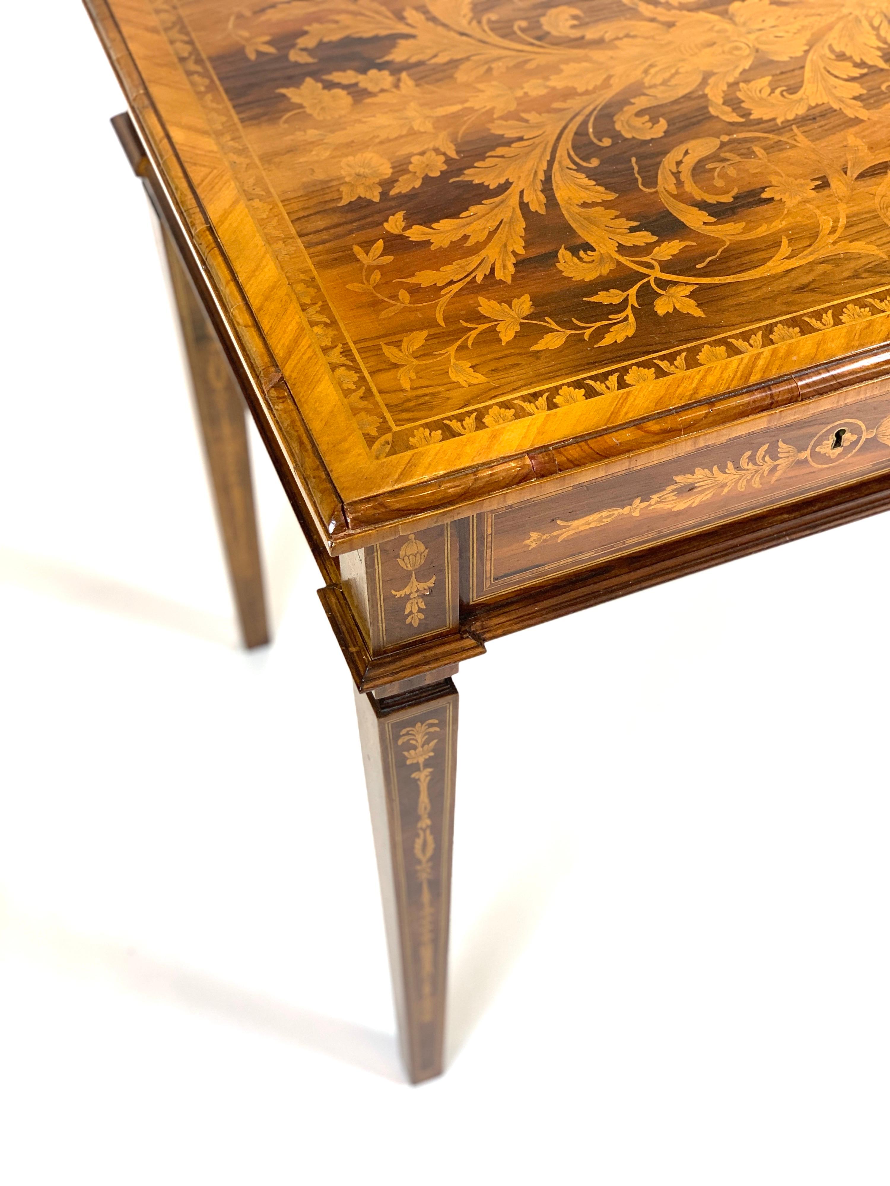 Inlay Ornate 19th Century Inlaid Writing Desk