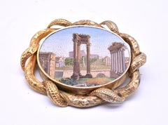 Remarkable Antique Micromosaic Brooch Depicting the Forum in Rome, circa 1860