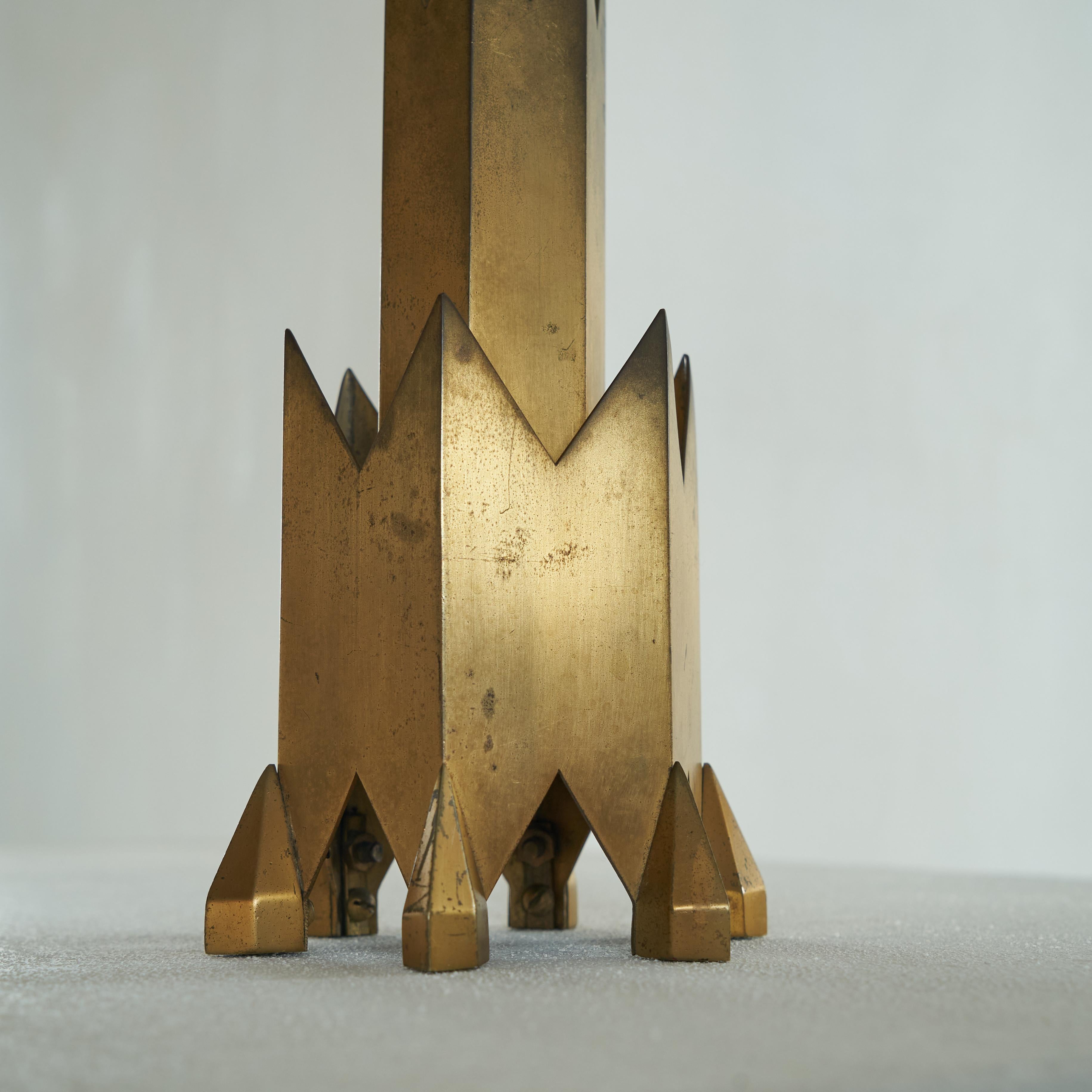 Remarkable Art Deco Candle Holder in Brass In Good Condition For Sale In Tilburg, NL