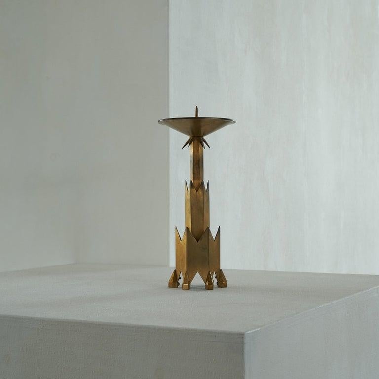 Remarkable Art Deco Candle Holder in Brass For Sale 1