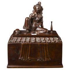 Antique Remarkable Buddhist Tantric Bronze Box from Tibet or Laos 9839