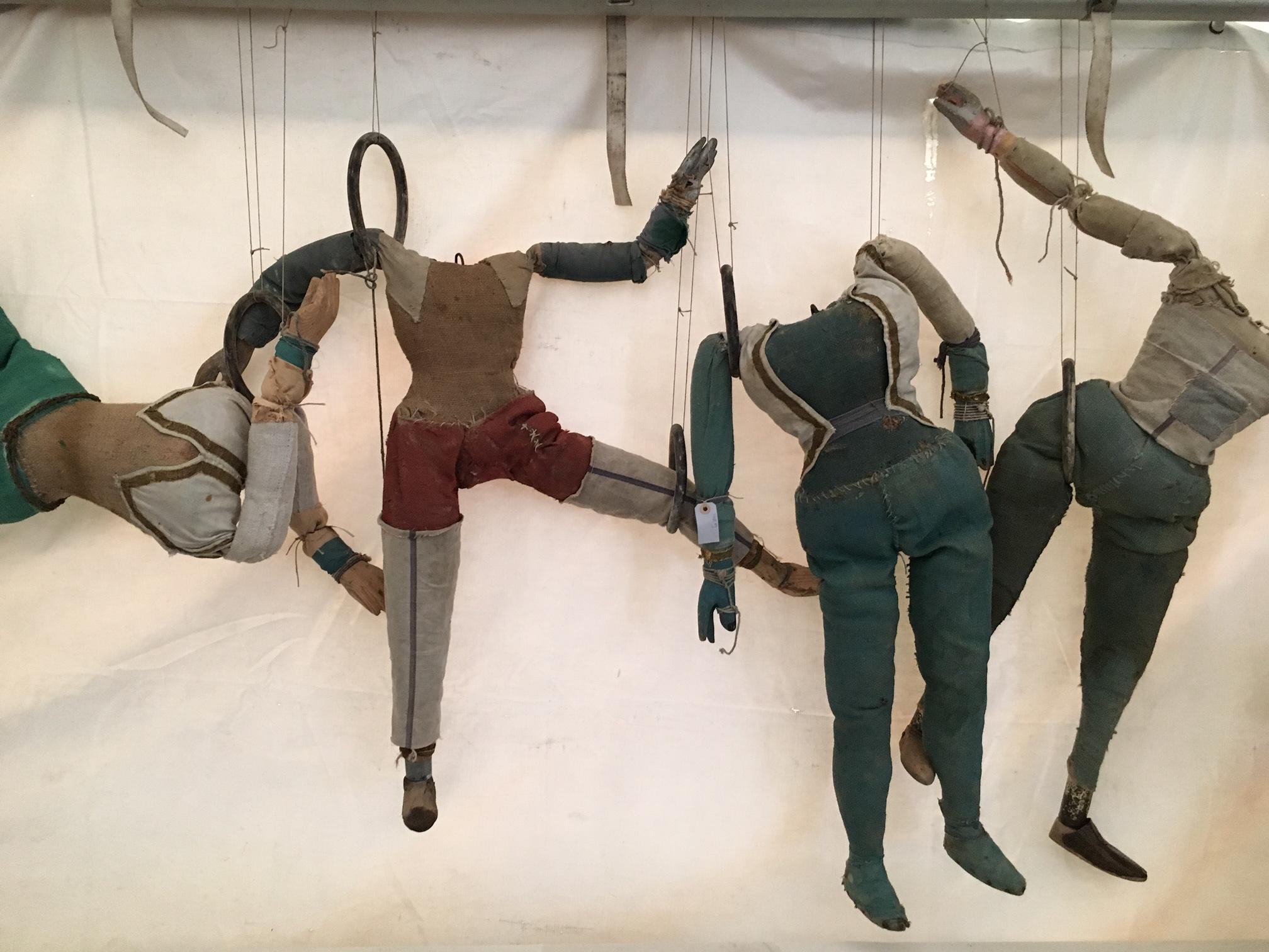 Folk Art Remarkable Collection of 3 Rare Artfully Handmade  Large Puppet Marionettes