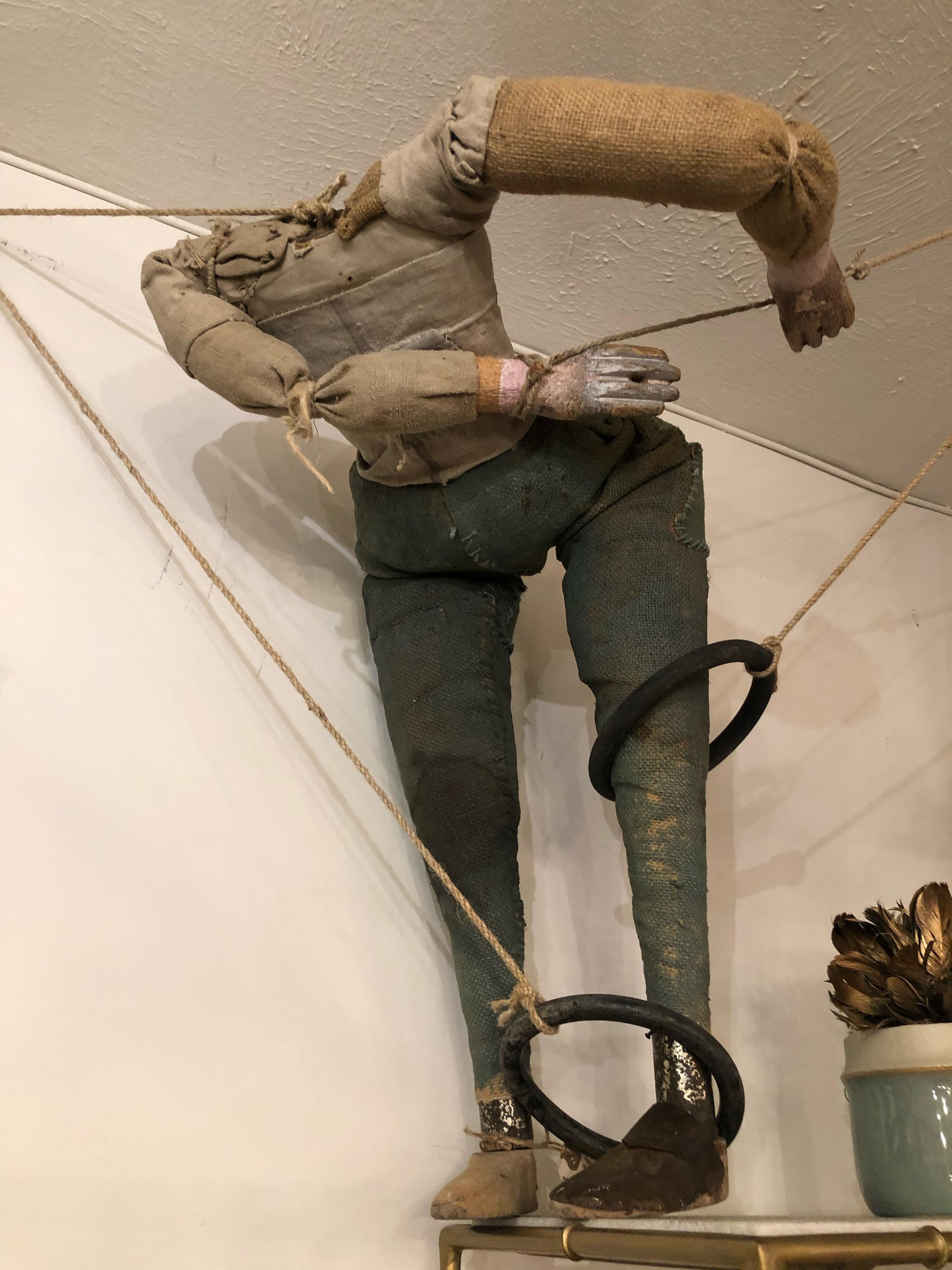 Textile Remarkable Collection of 3 Rare Artfully Handmade  Large Puppet Marionettes