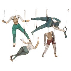 Remarkable Collection of 3 Rare Artfully Handmade Large Puppet Marionettes