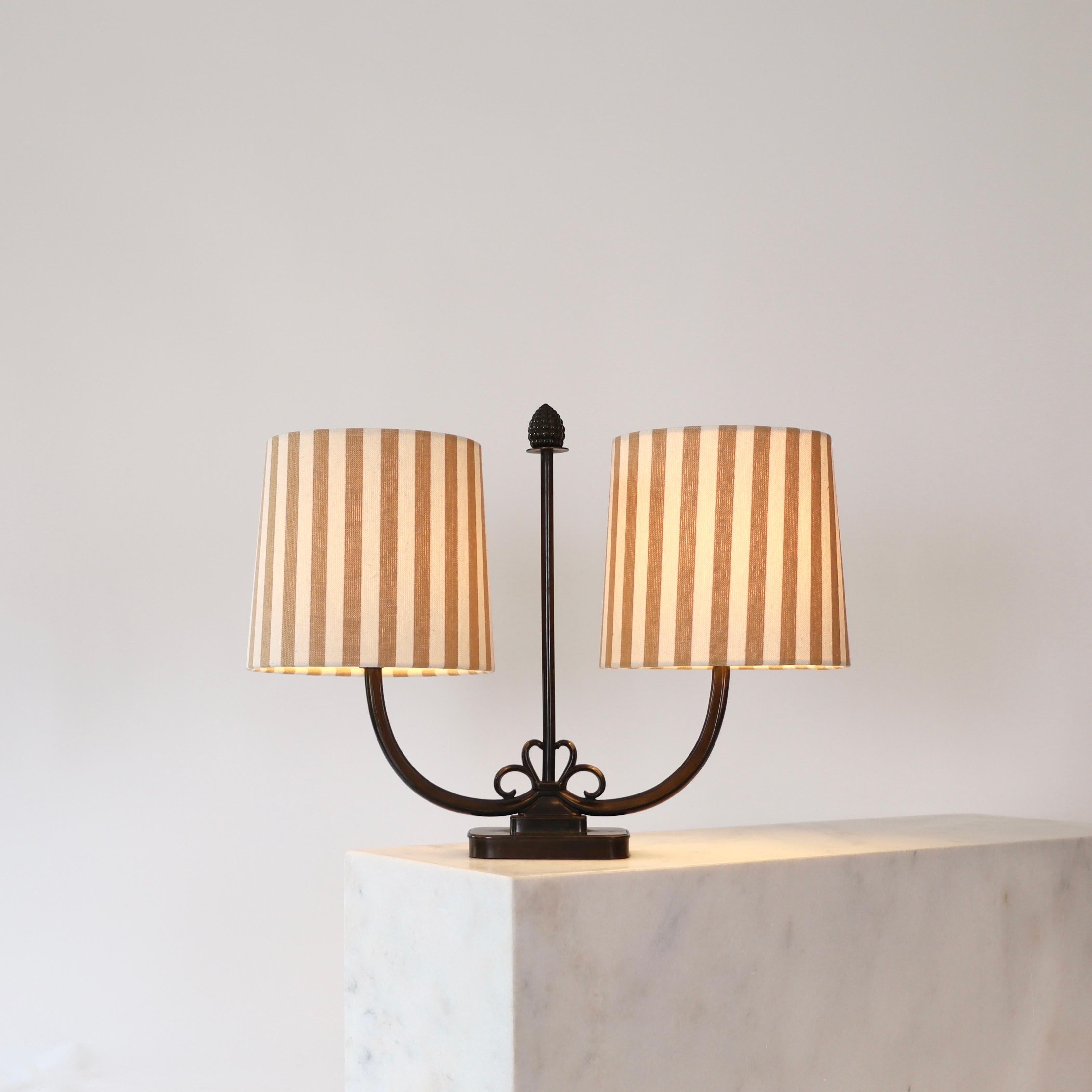 Mid-20th Century Remarkable dual-shade Table Lamp by Just Andersen, 1930s, Denmark For Sale