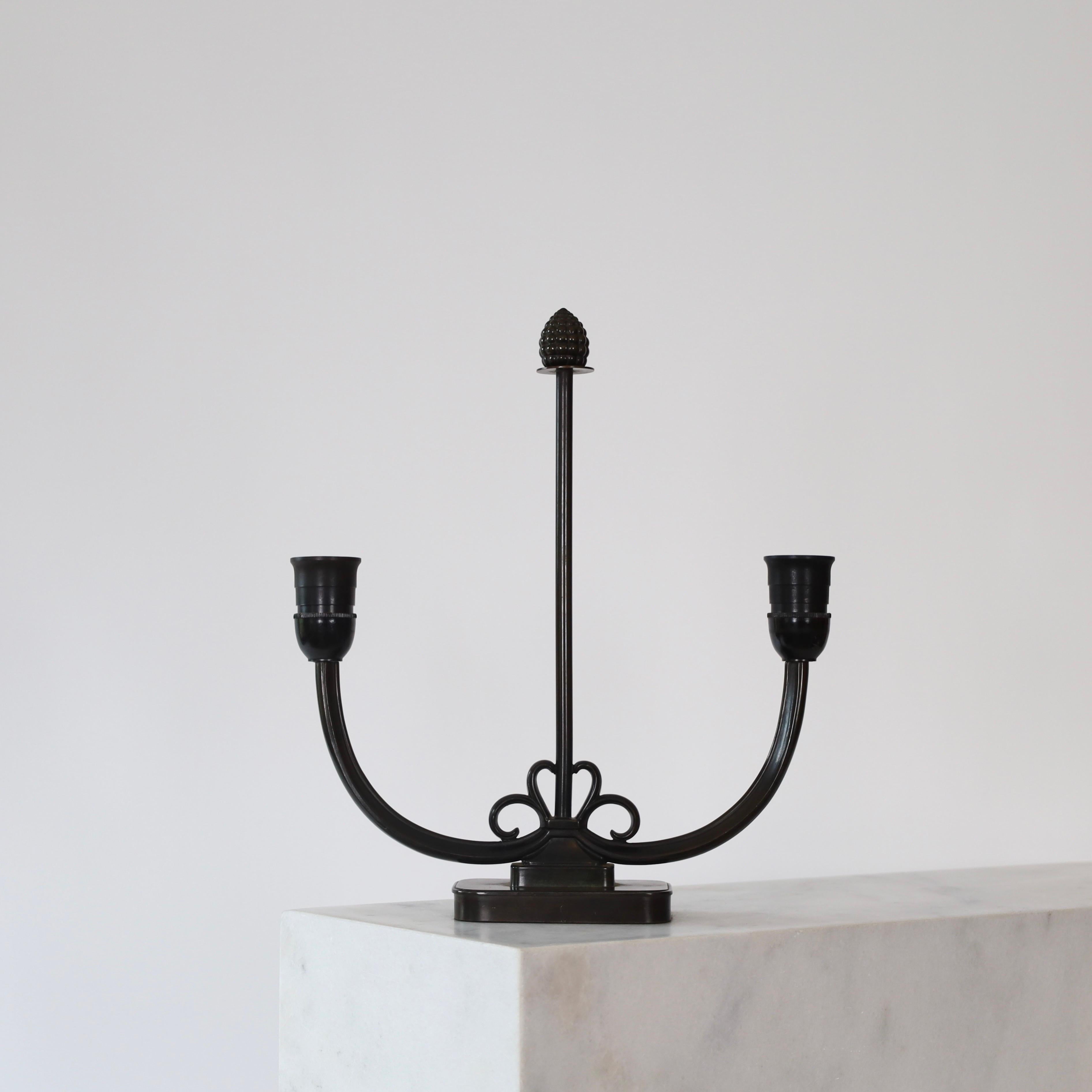 Metal Remarkable dual-shade Table Lamp by Just Andersen, 1930s, Denmark For Sale