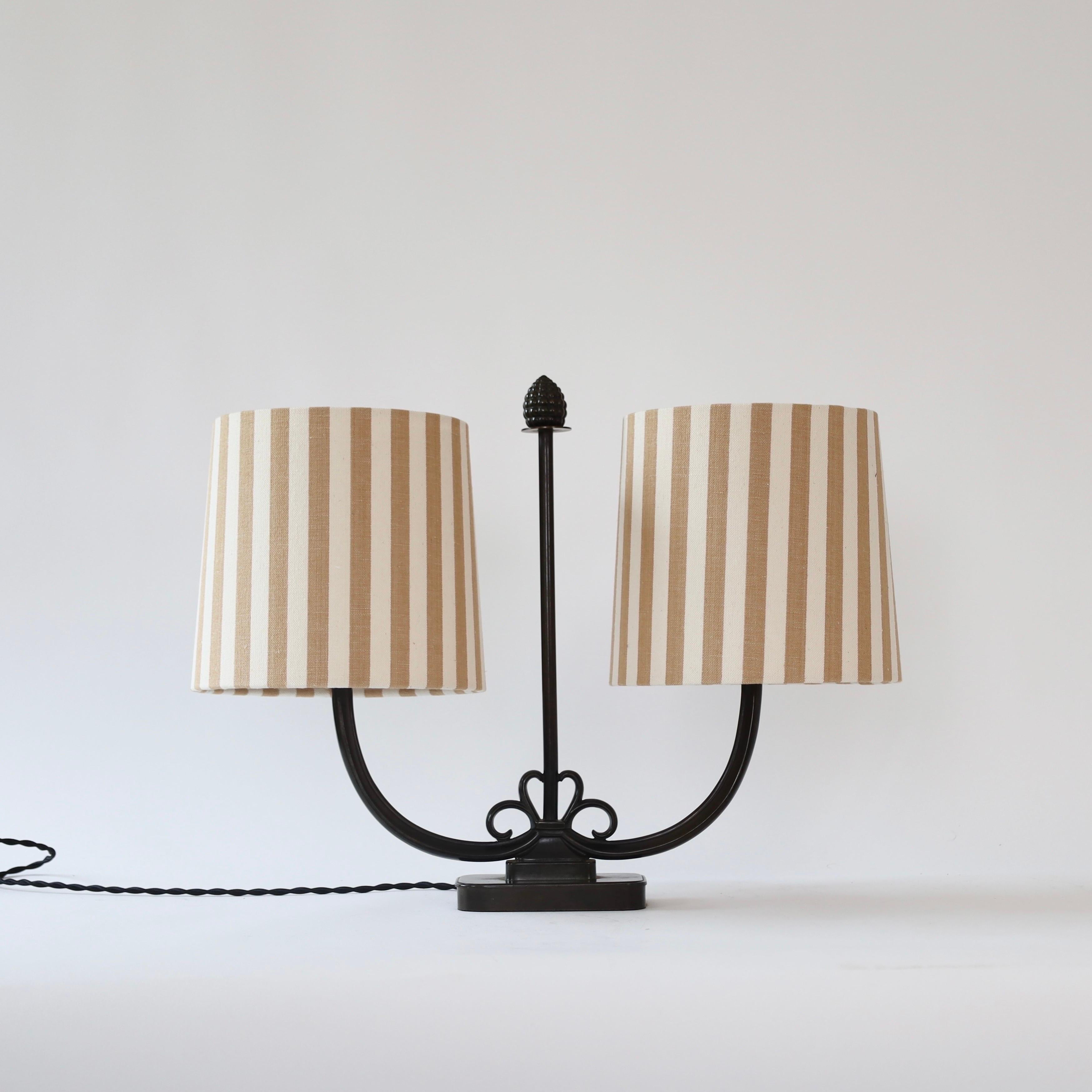 Remarkable dual-shade Table Lamp by Just Andersen, 1930s, Denmark For Sale 1