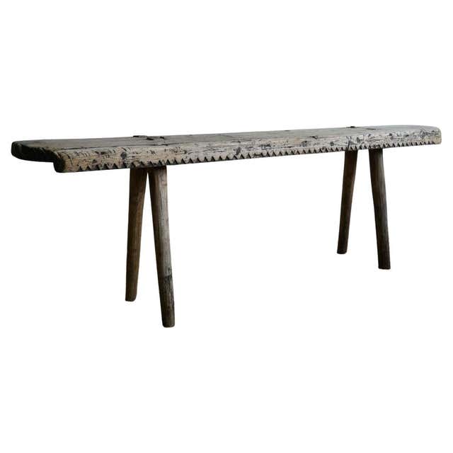 Antique Swedish Folk Art Bench, Rare Primitive Folk Art Furniture For ...