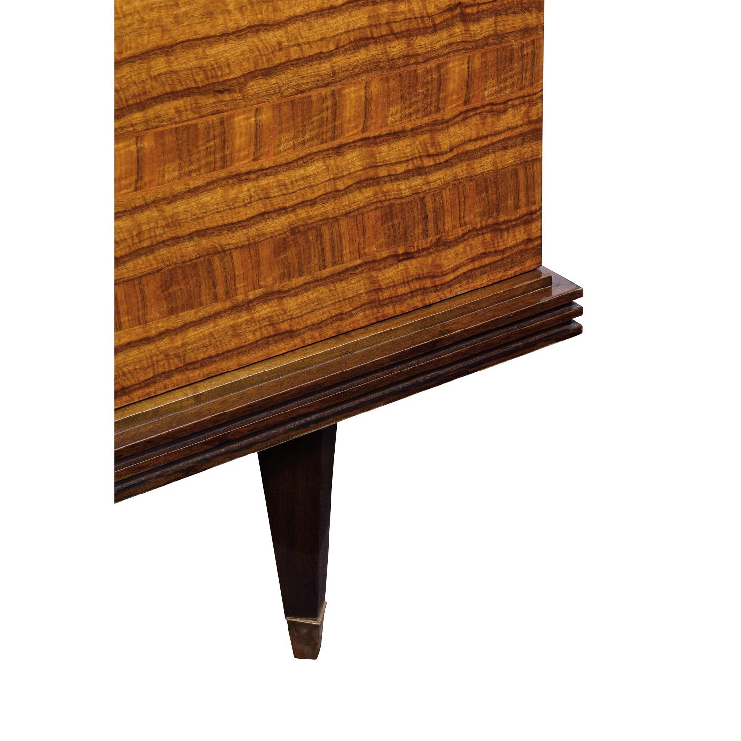Brass Remarkable French 4 Door Credenza with Marquetry and Inlays 1950s 'Signed'