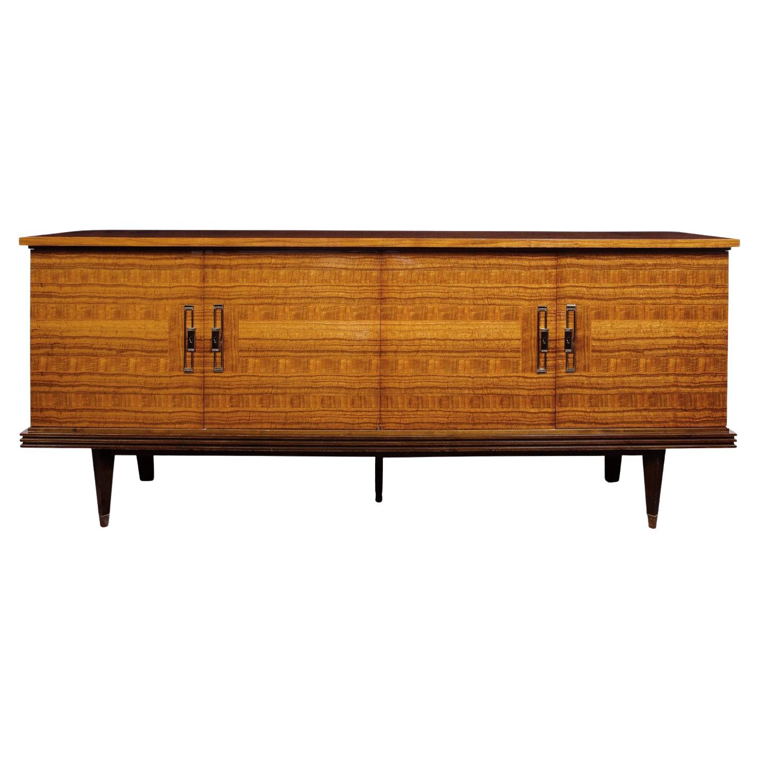 Remarkable French 4 Door Credenza with Marquetry and Inlays 1950s 'Signed'