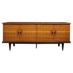 Remarkable French 4 Door Credenza with Marquetry and Inlays 1950s 'Signed'
