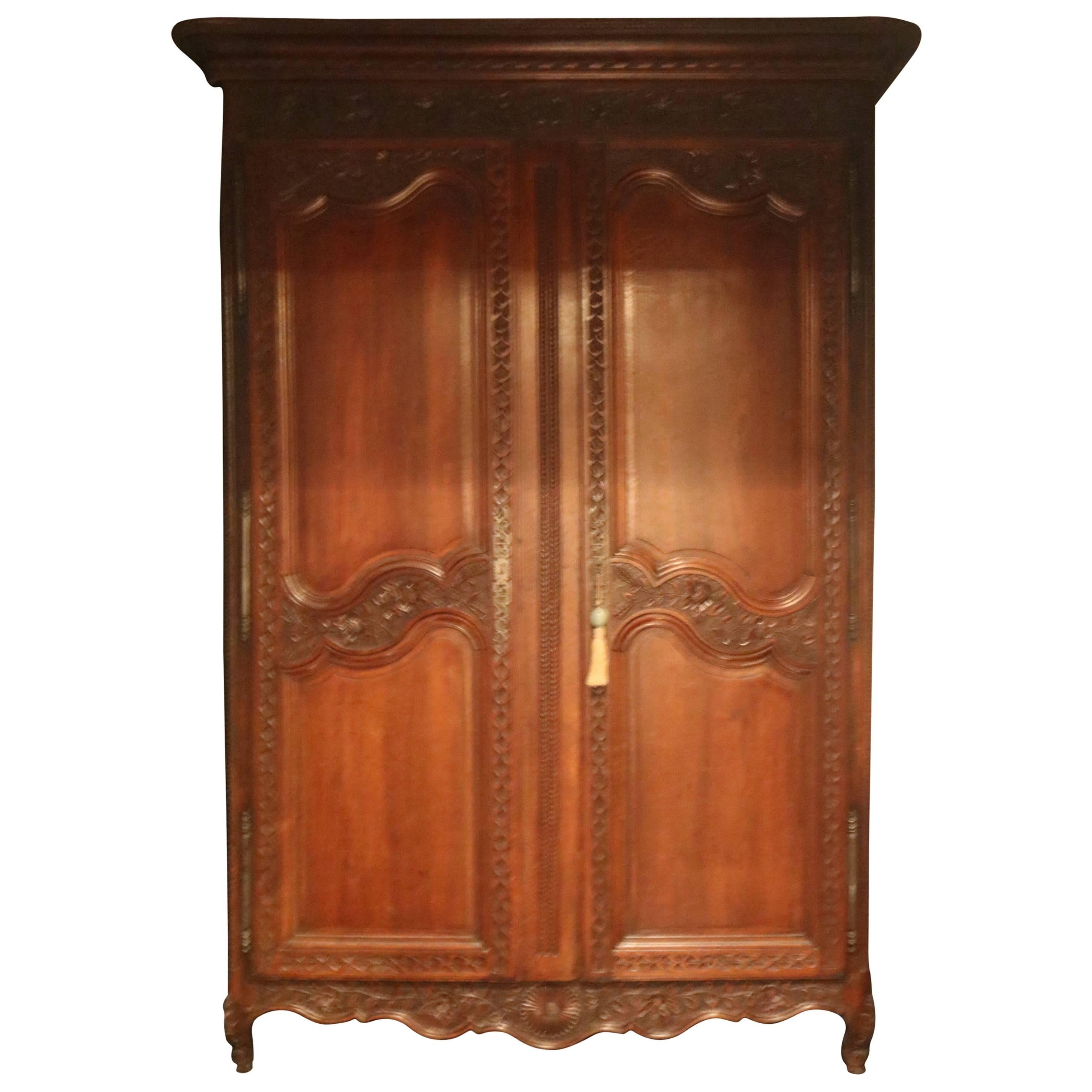 Remarkable French Walnut 19th Century Armoire, That Is a Clothes Closet For Sale