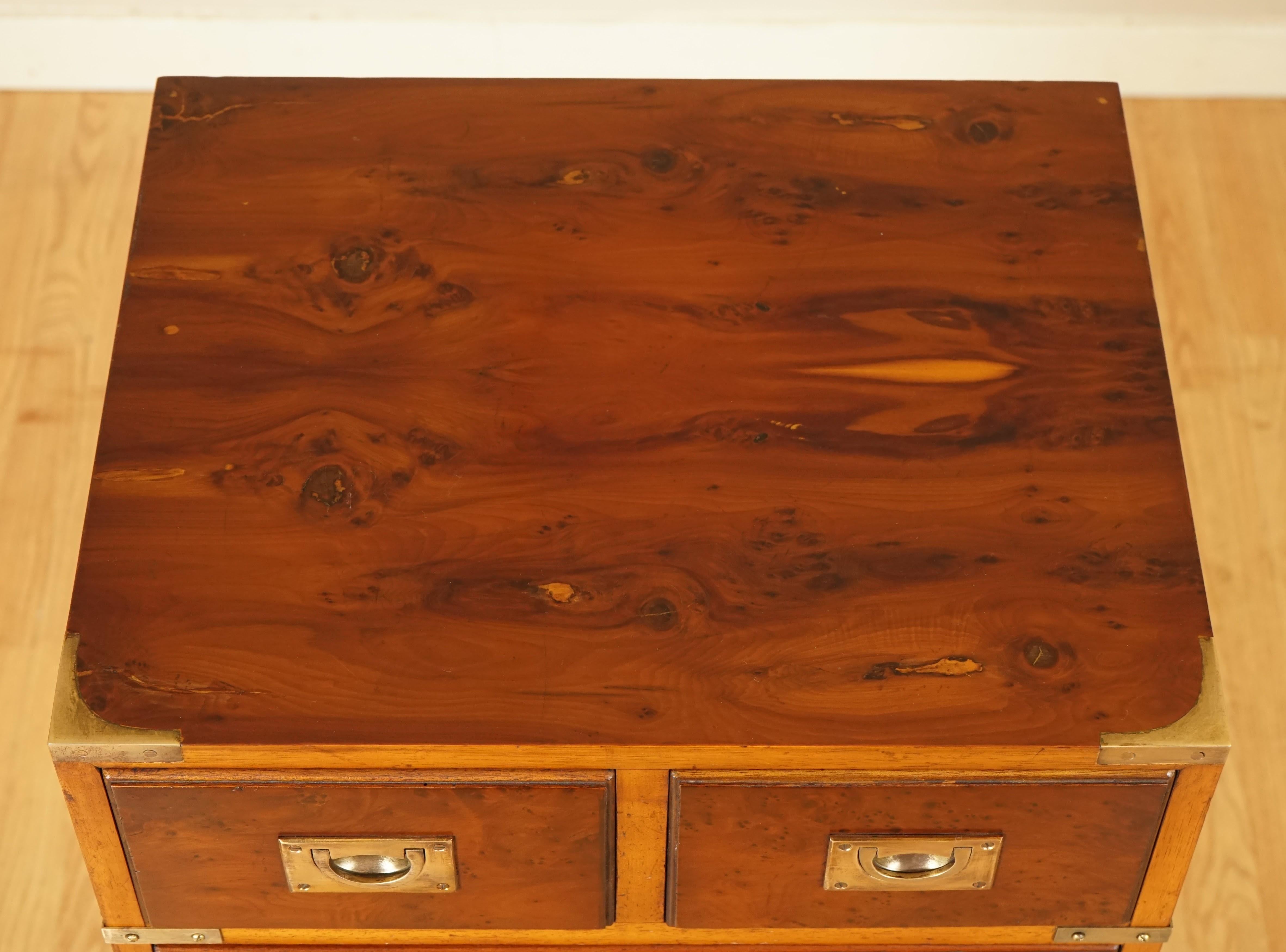 Remarkable Fully Restored Burr Yew & Brass Wood Military Campaign Tallboy 2