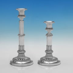 Notable candelabro telescópico de plata Jorge III de John Roberts & Co., 1814