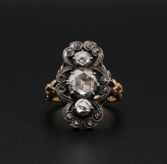 Remarkable Georgian 1.80 Carat Diamond Rare Panel Ring, circa 1790