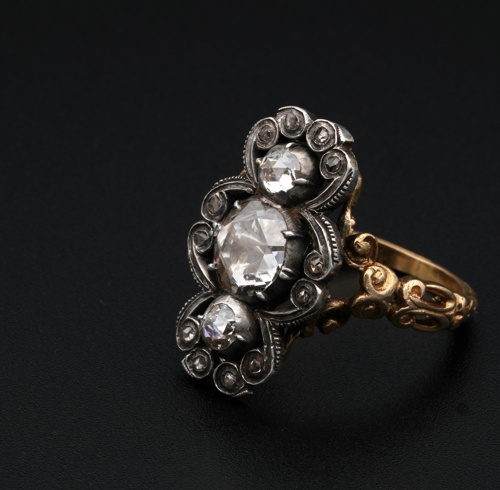 Remarkable Georgian 1.80 Carat Diamond Rare Panel Ring, circa 1790 3