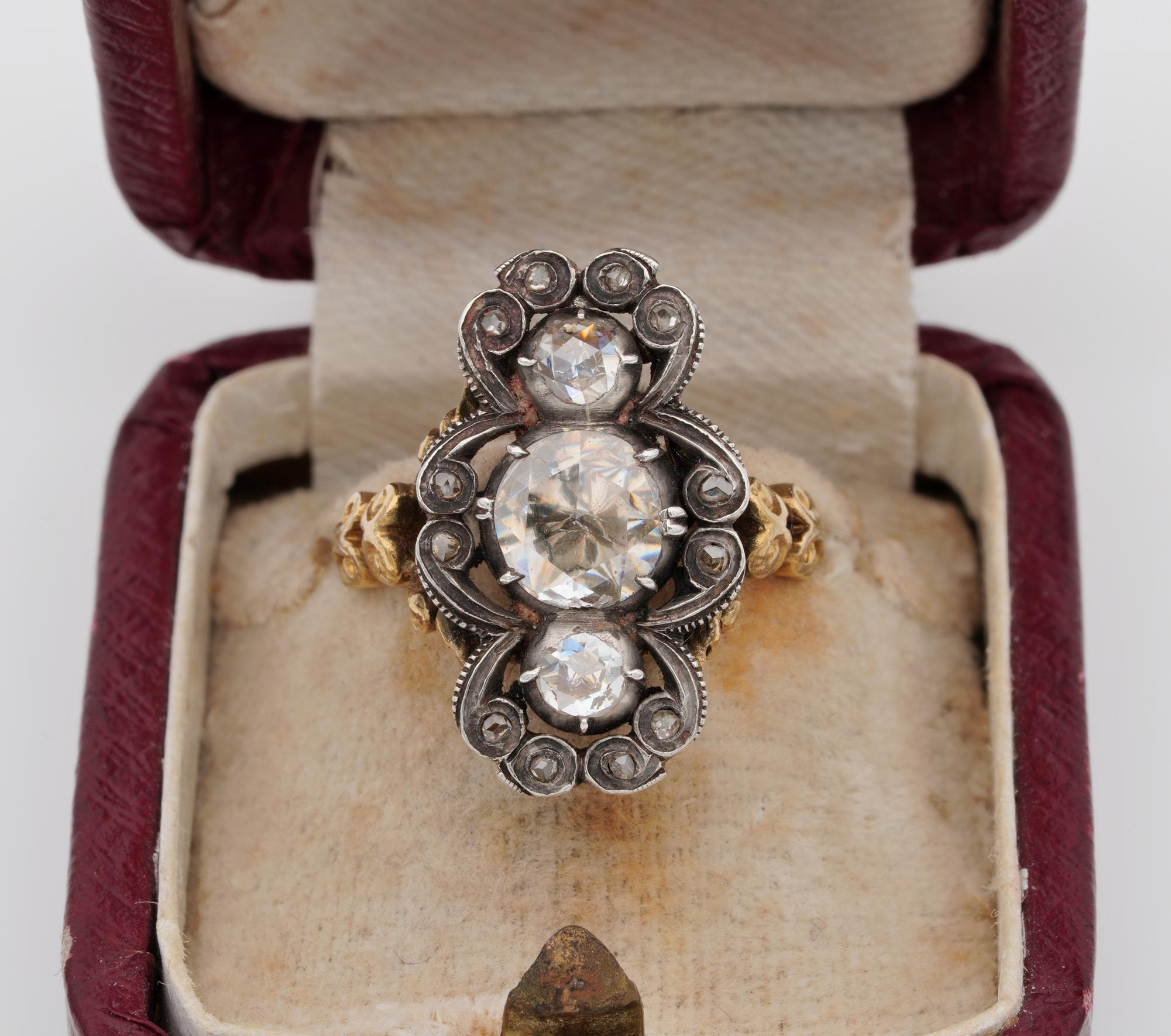 Remarkable Georgian 1.80 Carat Diamond Rare Panel Ring, circa 1790 In Good Condition In Napoli, IT
