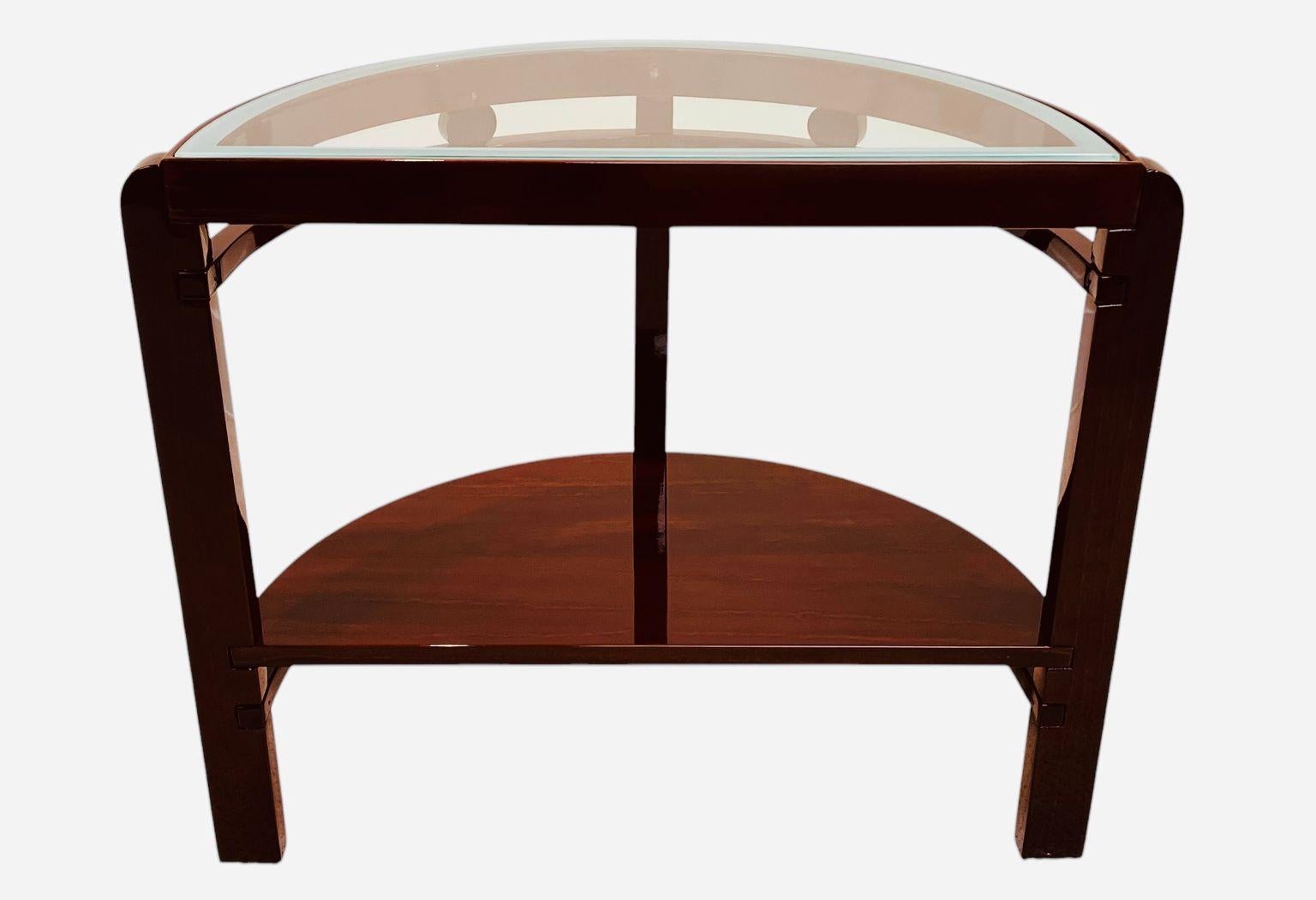 Remarquable table d'appoint Half Circle Machine Age Art Deco American C. 1930's en vente 4